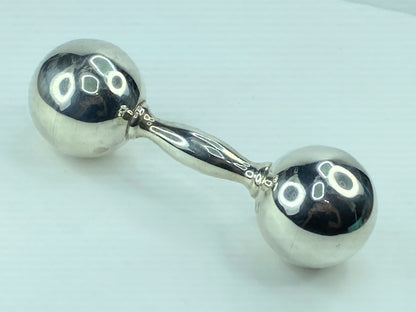 Tiffany & Co. Sterling Silver 925 Barbell Baby Rattle 4 3/4" x 1 1/2" 52g SS41