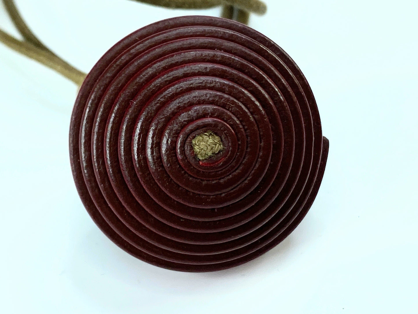 Vintage Hermes Jojoba Wrapped Crimson Leather Ball Necklace with box GS683