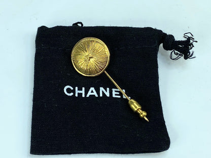 Chanel Vintage Gold Sunburst Stick Pin with Original Pouch GS708