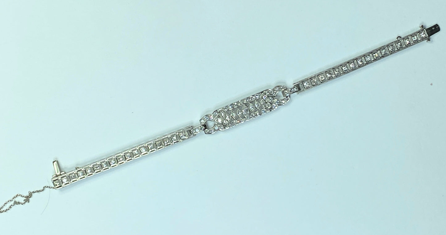 Appraised $8,650 Antique Platinum 2.25ct G/VS2 Old Euro cut Diamond bracelet 17.3g