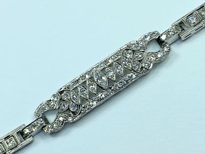 Appraised $8,650 Antique Platinum 2.25ct G/VS2 Old Euro cut Diamond bracelet 17.3g