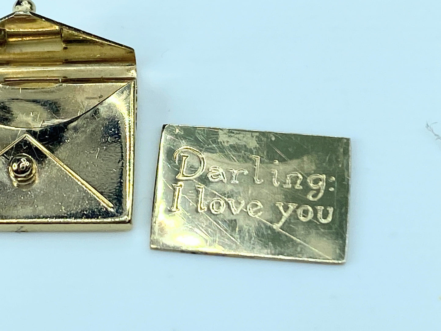 Love Letter "Darling I love You" insert message dangle diamond 14K charm JR9287