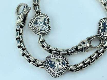 JAI Sterling Silver Symbols of Love Box Chain Station Bracelet JR9288