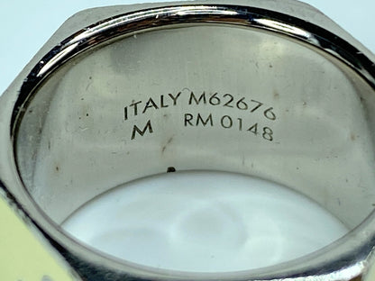 Vintage Louis Vuitton Dice Silver-Tone Cream Enamel Unisex Statement ring GS715