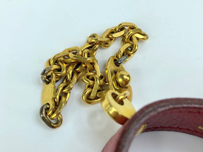 Vintage Authentic Hermès Glove Holder in Rouge Leather w/ Gold-Tone Chain GS709