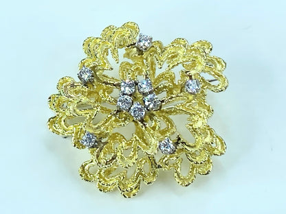 Tiffany & Co. 1.20ct Diamond open work etched Floral brooch JR9289