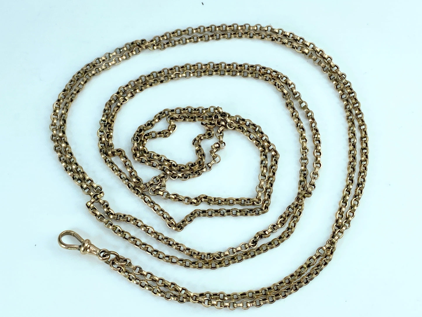 Early 20th Century 9K rose gold longward pocket watch chain 57" 14.4g JR0040