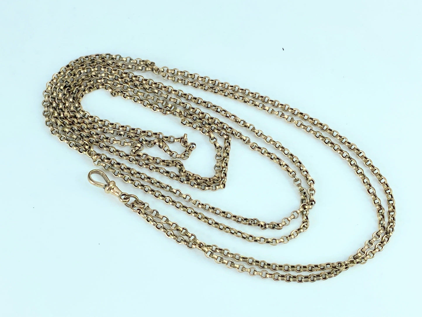 Early 20th Century 9K rose gold longward pocket watch chain 57" 14.4g JR0040