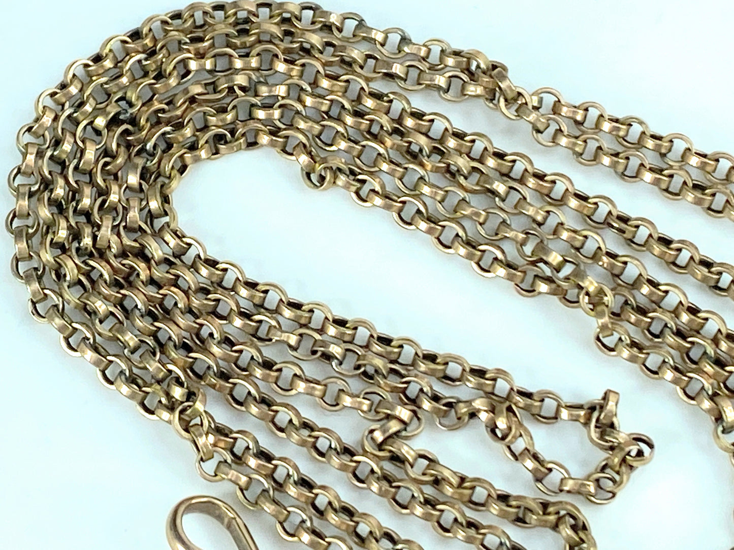 Early 20th Century 9K rose gold longward pocket watch chain 57" 14.4g JR0040