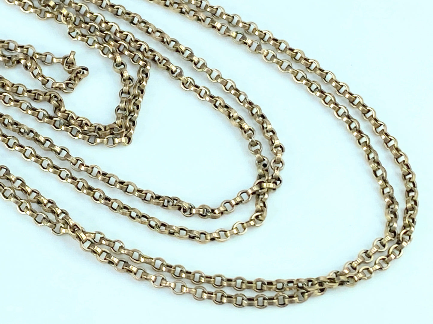 Early 20th Century 9K rose gold longward pocket watch chain 57" 14.4g JR0040