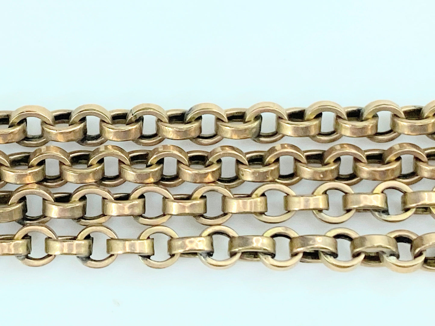 Early 20th Century 9K rose gold longward pocket watch chain 57" 14.4g JR0040