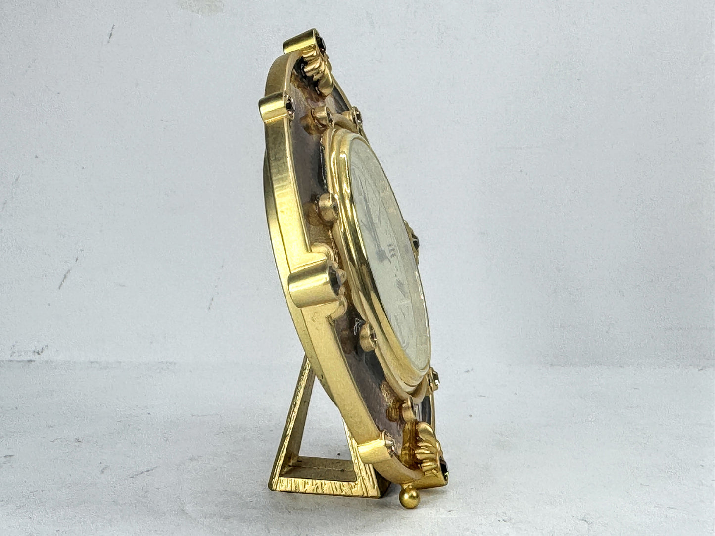 Vintage Jay Strongwater Bird and Floral Jeweled Swarovski Miniature Clock SS379