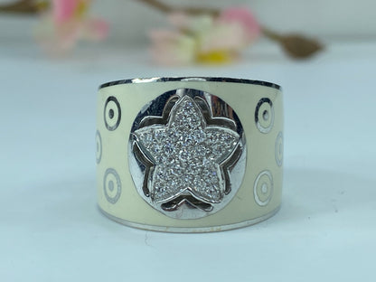 La nouvelle Bague Diamond Star Enamel 18K white gold ring JR9223