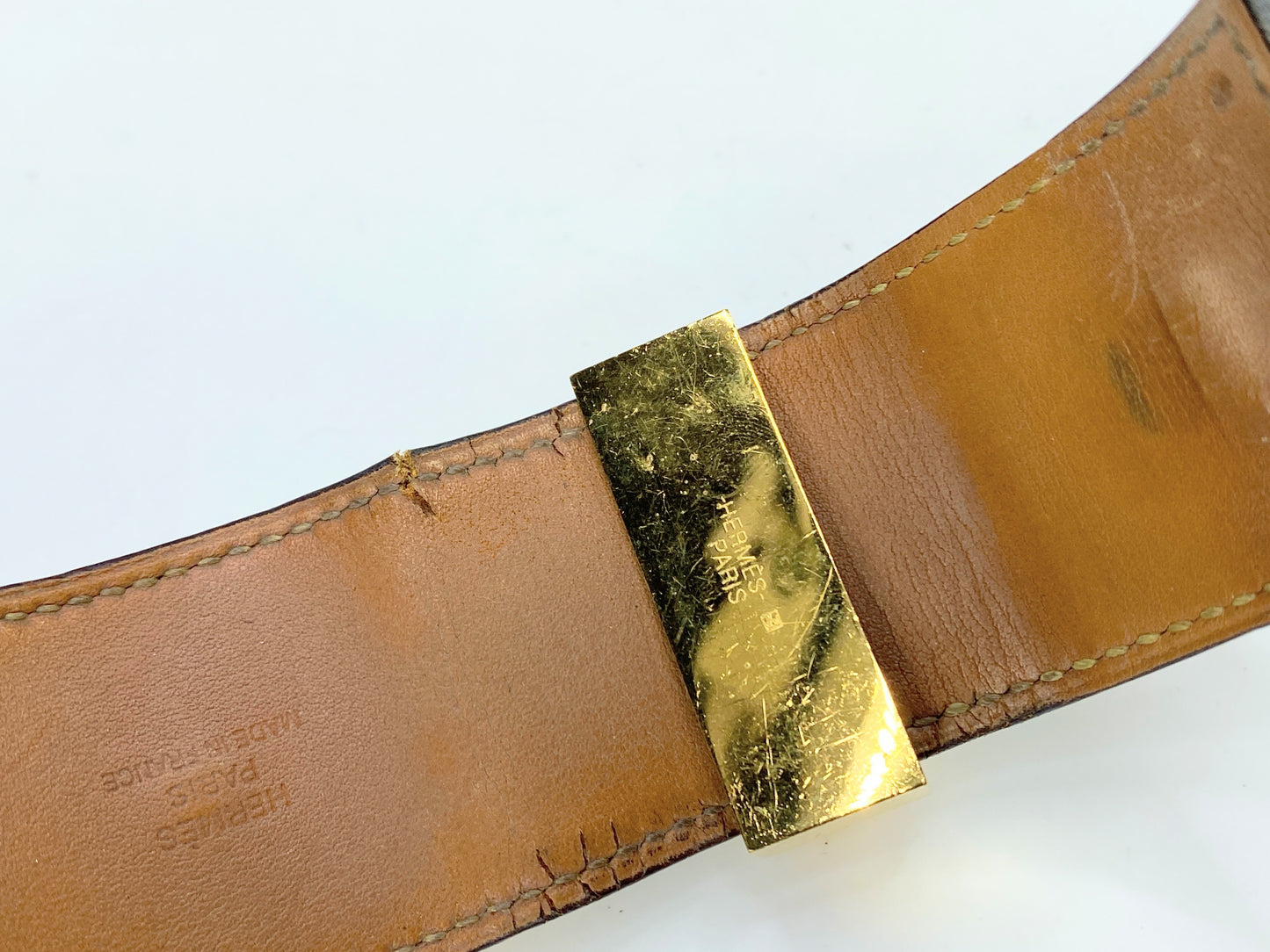 Hermès Vintage Collier de Chien Black Leather Cuff with Gold-Tone Hardware GS714
