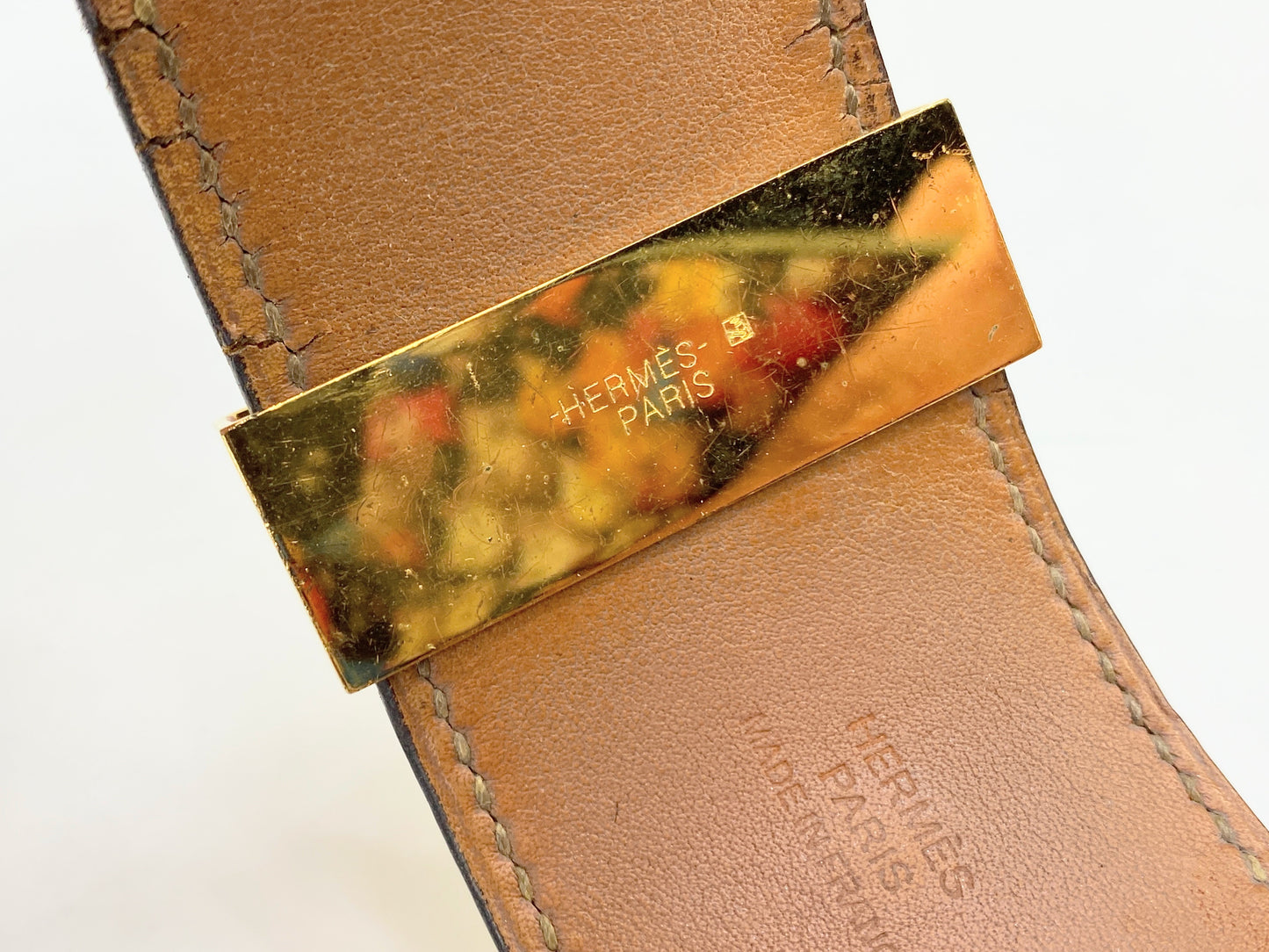 Hermès Vintage Collier de Chien Black Leather Cuff with Gold-Tone Hardware GS714