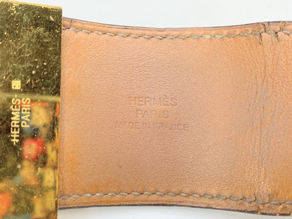 Hermès Vintage Collier de Chien Black Leather Cuff with Gold-Tone Hardware GS714