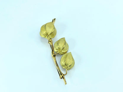 Tiffany & Co. 18K gold Lantern flower Enamel Pin JR9231