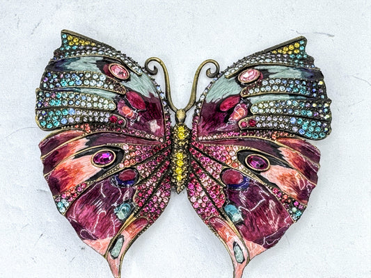 Vintage Austrian Crystal Enamel Butterfly Wall Decor Hanging SS382