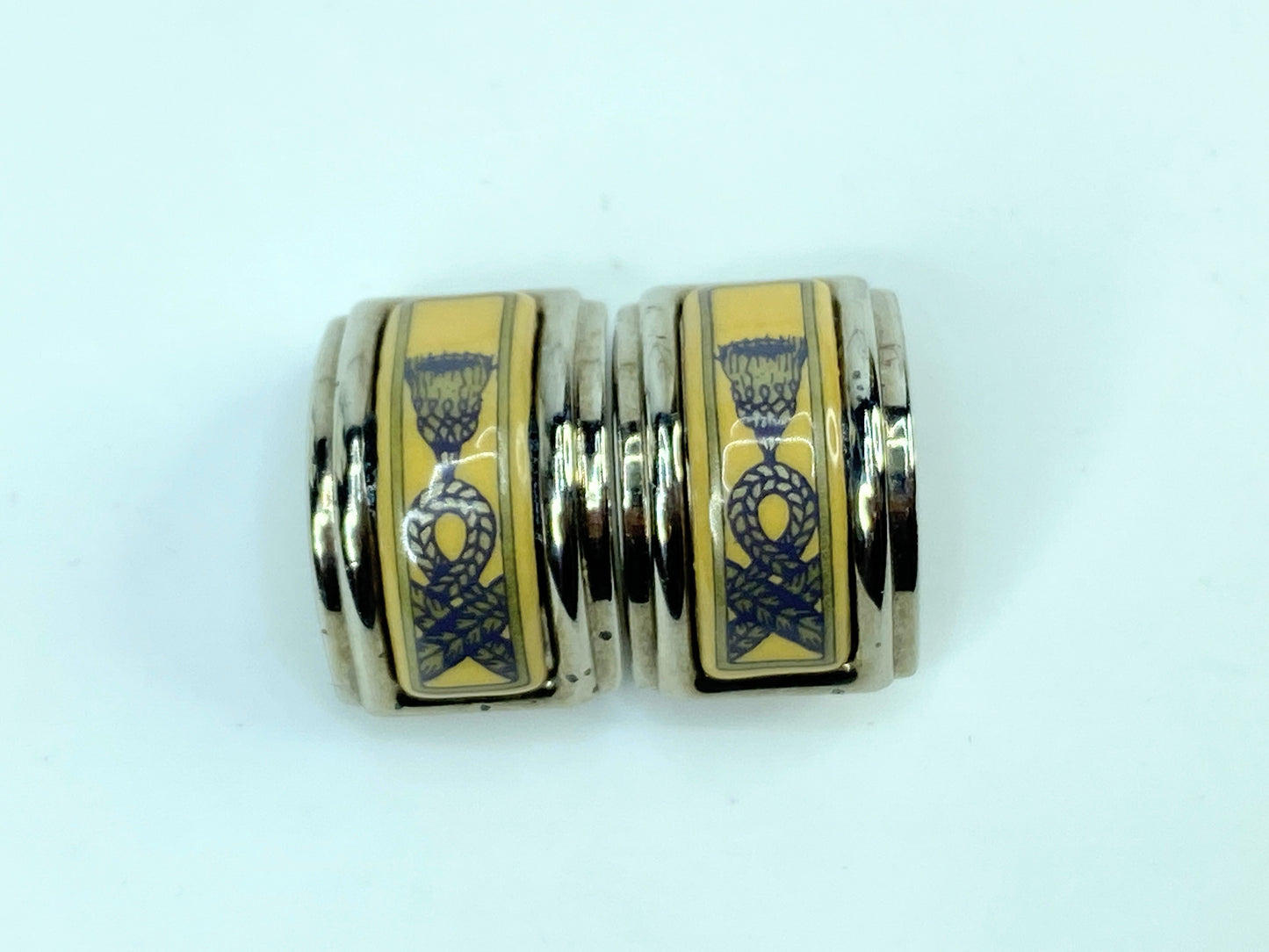 Vintage HERMES Hermes enamel earrings in metal, silver for women  GS658