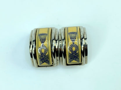 Vintage HERMES Hermes enamel earrings in metal, silver for women  GS658