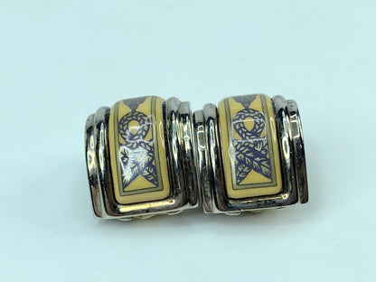 Vintage HERMES Hermes enamel earrings in metal, silver for women  GS658