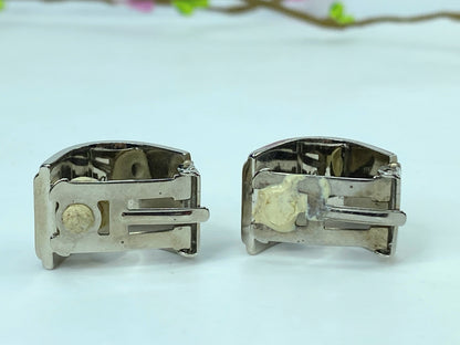 Vintage HERMES Hermes enamel earrings in metal, silver for women  GS658