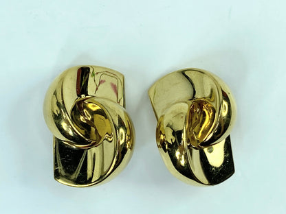 Vintage CHRISTIAN DIOR Signed Gold Plated CD Logo Clip On Earrings GS659