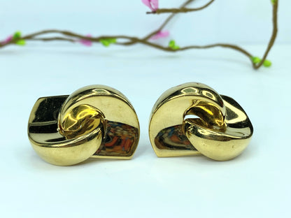 Vintage CHRISTIAN DIOR Signed Gold Plated CD Logo Clip On Earrings GS659