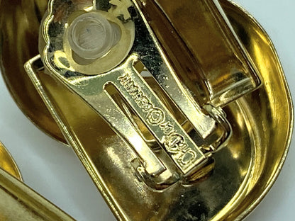 Vintage CHRISTIAN DIOR Signed Gold Plated CD Logo Clip On Earrings GS659