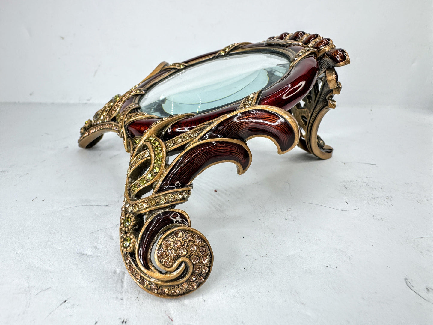 Vintage Edgar Berebi Jeweled Art Nouveau Vanity Magnifying Mirror SS384