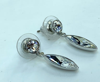 Vintage Swarovski marquise Rhinestone silver tone earrings GS661