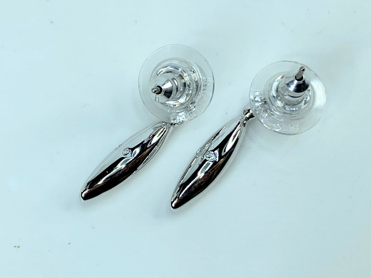 Vintage Swarovski marquise Rhinestone silver tone earrings GS661