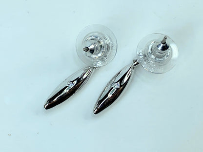 Vintage Swarovski marquise Rhinestone silver tone earrings GS661