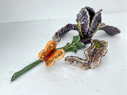Vintage Jay Strongwater Iris Flower Butterfly Swarovski Crystal Sculpture SS389