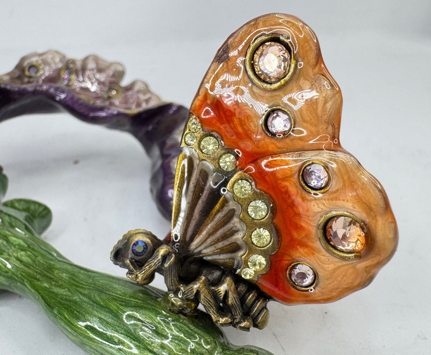 Vintage Jay Strongwater Iris Flower Butterfly Swarovski Crystal Sculpture SS389