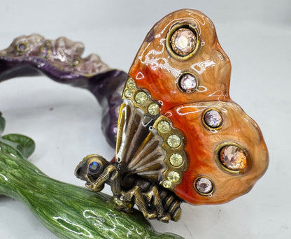 Vintage Jay Strongwater Iris Flower Butterfly Swarovski Crystal Sculpture SS389