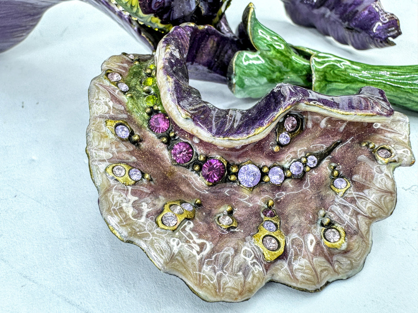 Vintage Jay Strongwater Iris Flower Butterfly Swarovski Crystal Sculpture SS389