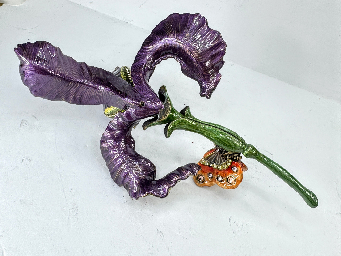 Vintage Jay Strongwater Iris Flower Butterfly Swarovski Crystal Sculpture SS389