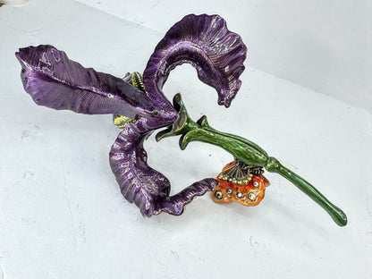 Vintage Jay Strongwater Iris Flower Butterfly Swarovski Crystal Sculpture SS389