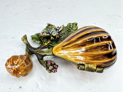 Vintage Jay Strongwater Fig Bee Jeweled Enamel Trinket Box w Bee SS387