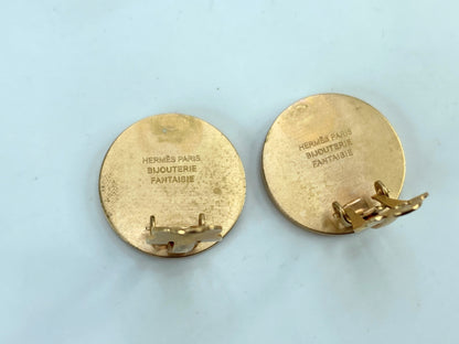 Vintage Hermes Clou de Selle Mother of Pearl Clip-on Earrings in box GS664