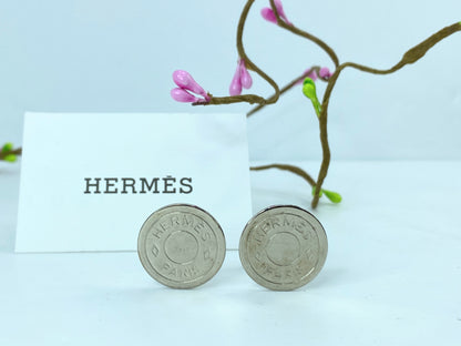 Vintage Hermès Clou de Selle silver-tone metal clip-on earrings, Paris GS665