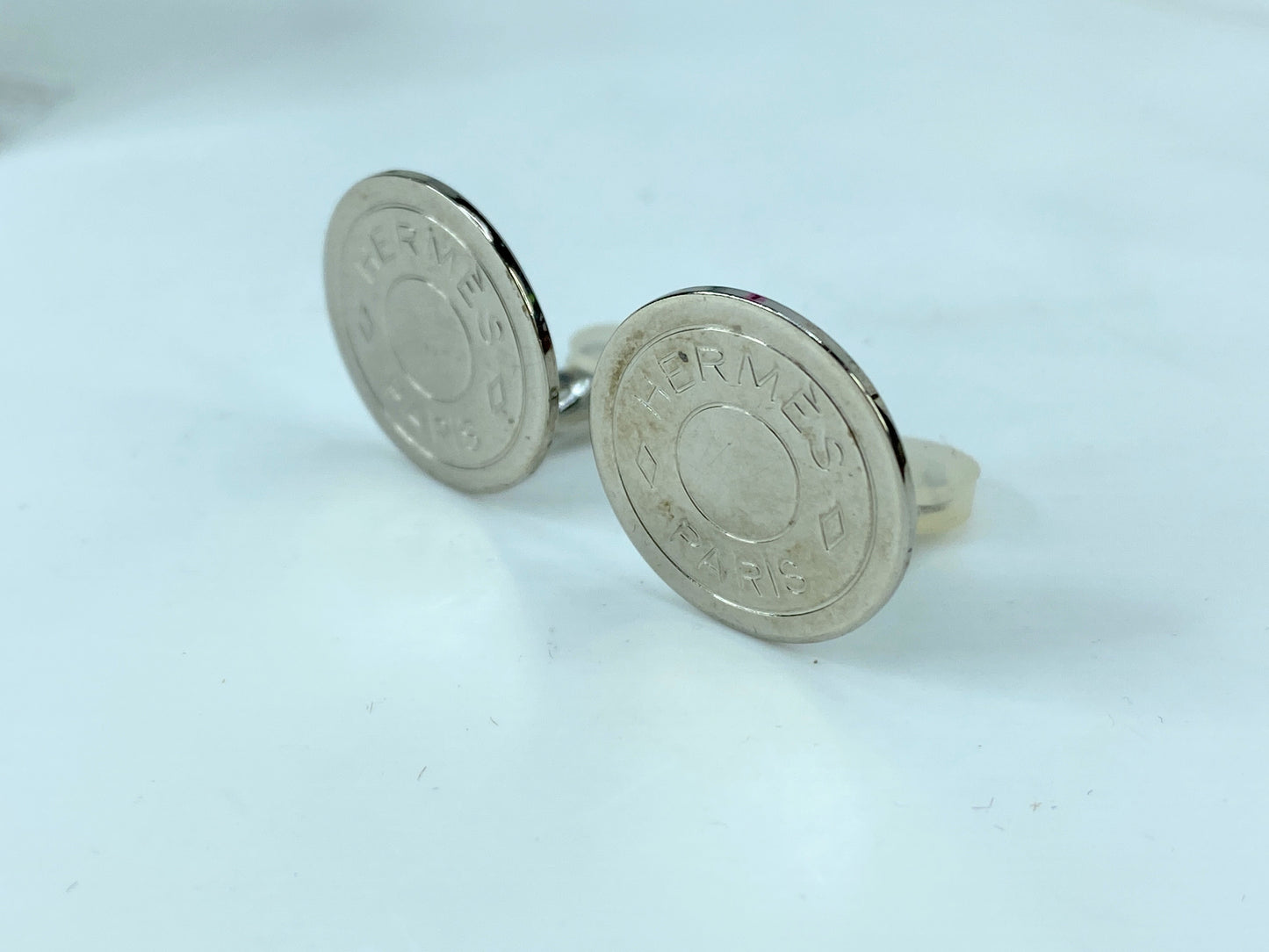 Vintage Hermès Clou de Selle silver-tone metal clip-on earrings, Paris GS665
