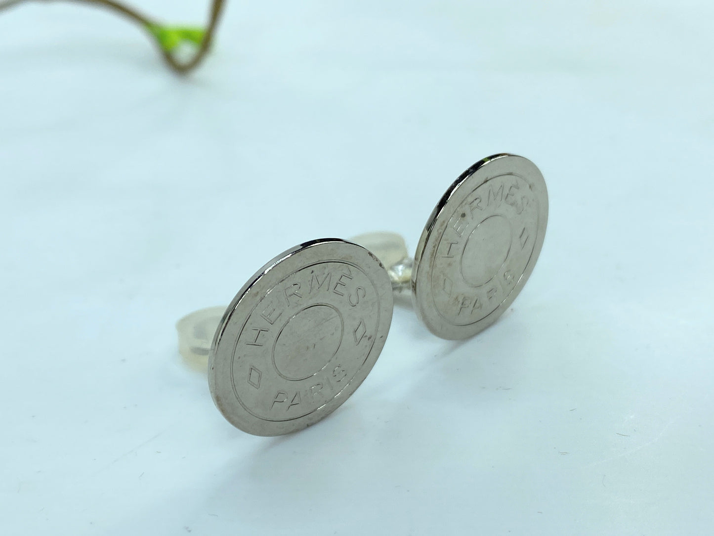 Vintage Hermès Clou de Selle silver-tone metal clip-on earrings, Paris GS665