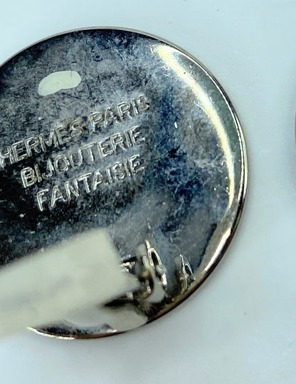 Vintage Hermès Clou de Selle silver-tone metal clip-on earrings, Paris GS665