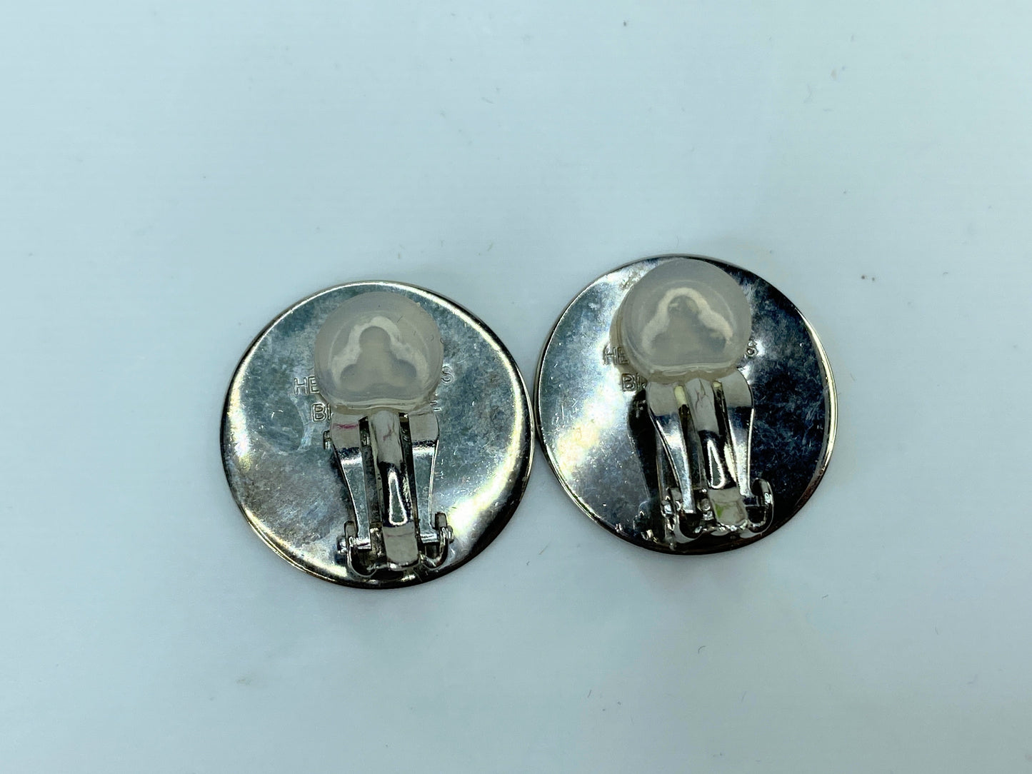 Vintage Hermès Clou de Selle silver-tone metal clip-on earrings, Paris GS665