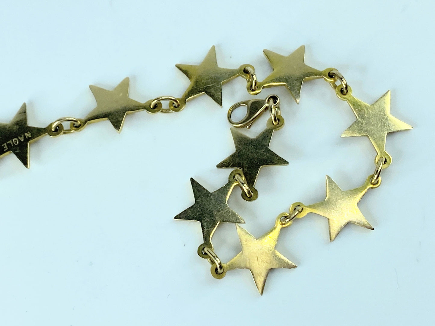 14K yellow gold Star links bracelet by Nagle 11.3g 7.5" JR9998