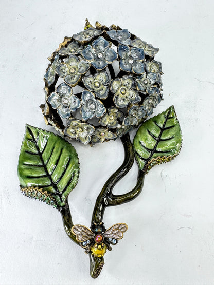 Vintage Jay Strongwater Hydrangea Bee Jeweled Enamel Display SS389