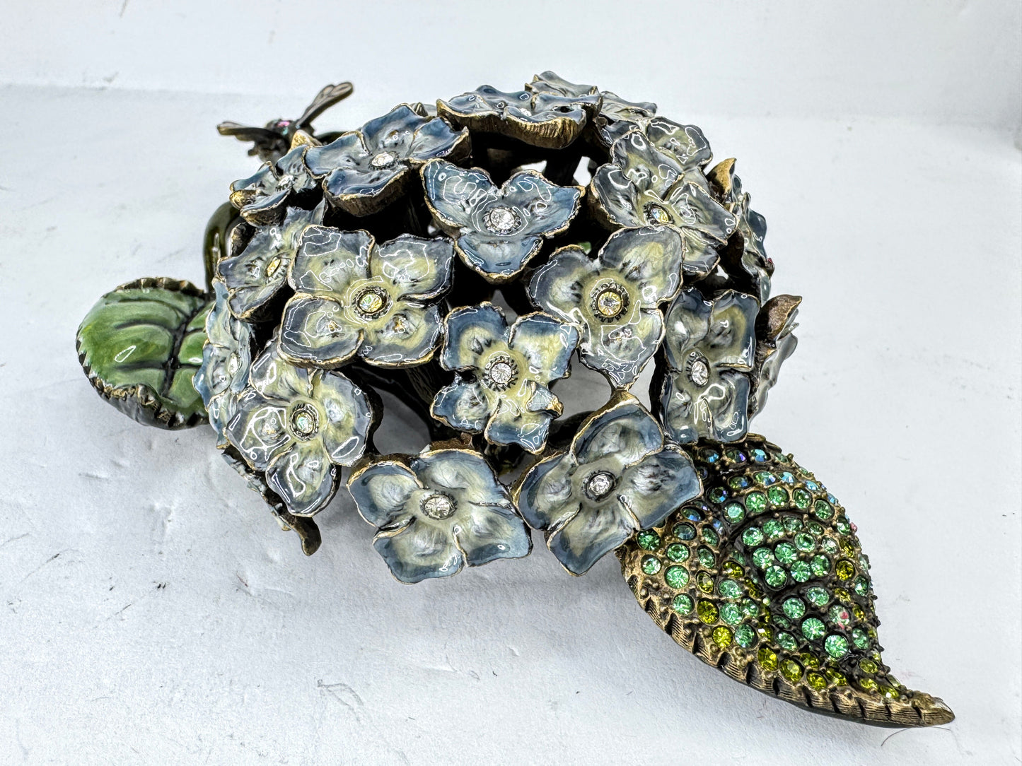 Vintage Jay Strongwater Hydrangea Bee Jeweled Enamel Display SS389