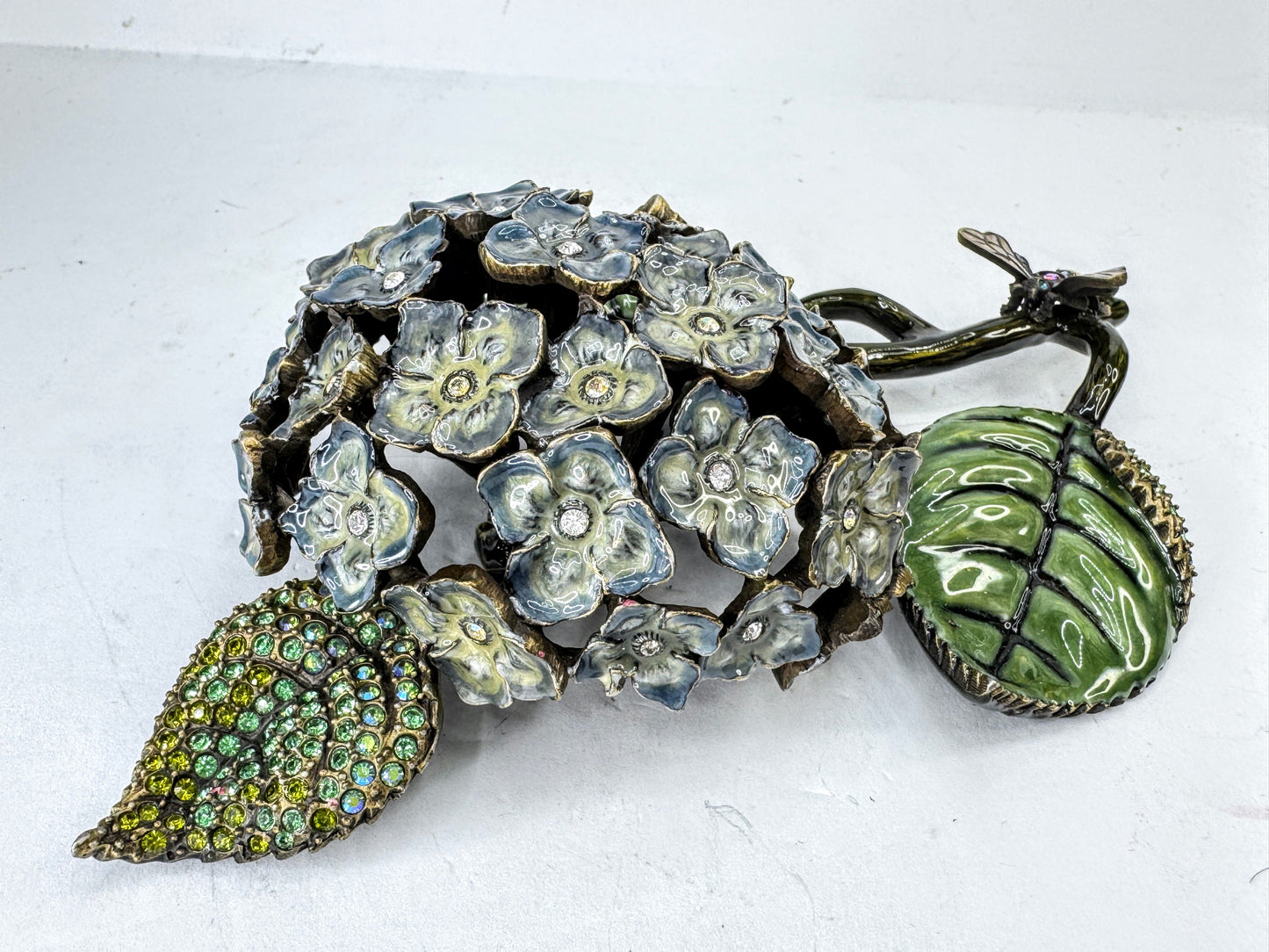 Vintage Jay Strongwater Hydrangea Bee Jeweled Enamel Display SS389